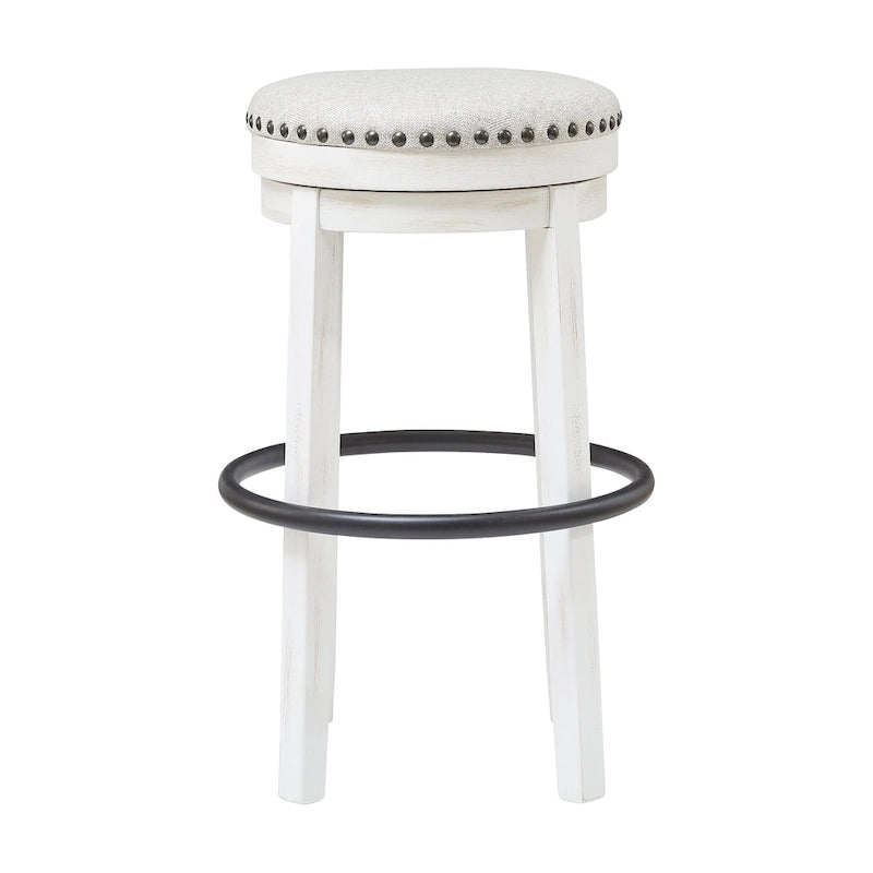Tabouret de bar pivotant rustique-industriel avec garniture cloutée