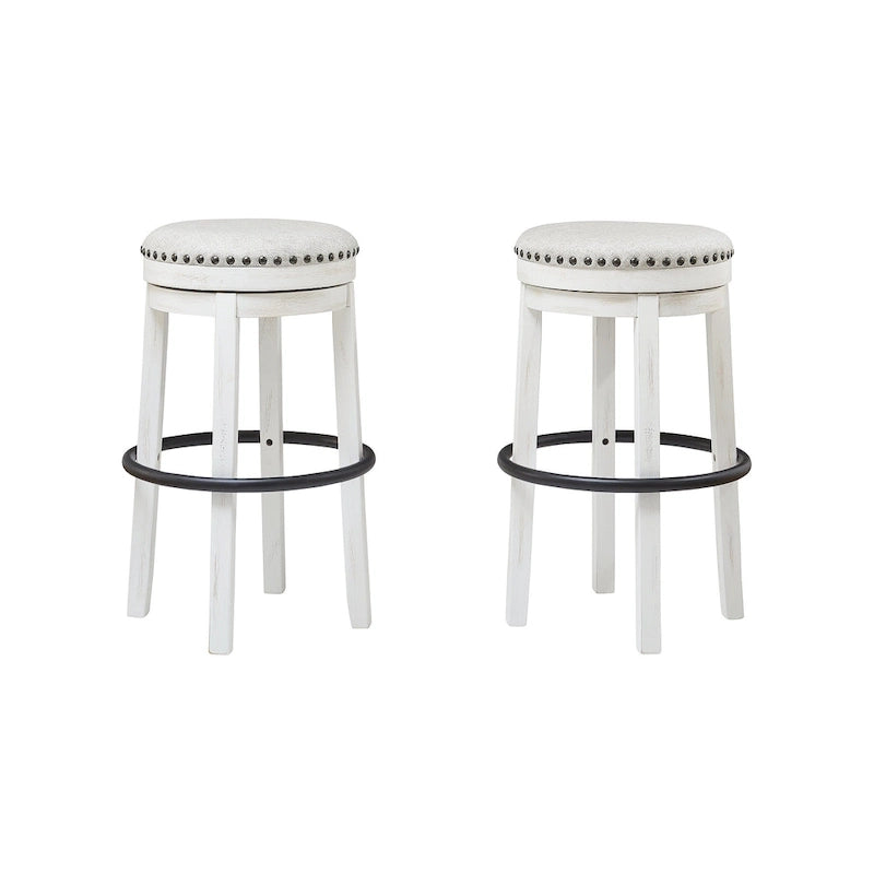 Tabouret de bar pivotant rustique-industriel avec garniture cloutée