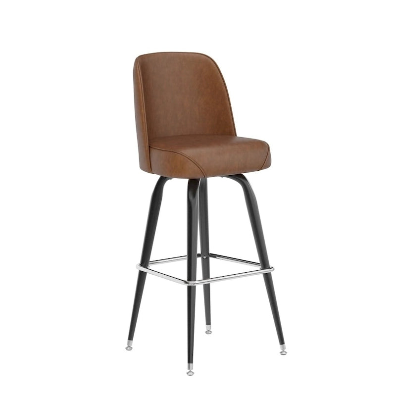Tabouret de bar en métal avec siège baquet rembourré en vinyle pivotant et repose-pieds - 18,5P x 18,5L x 42,5H