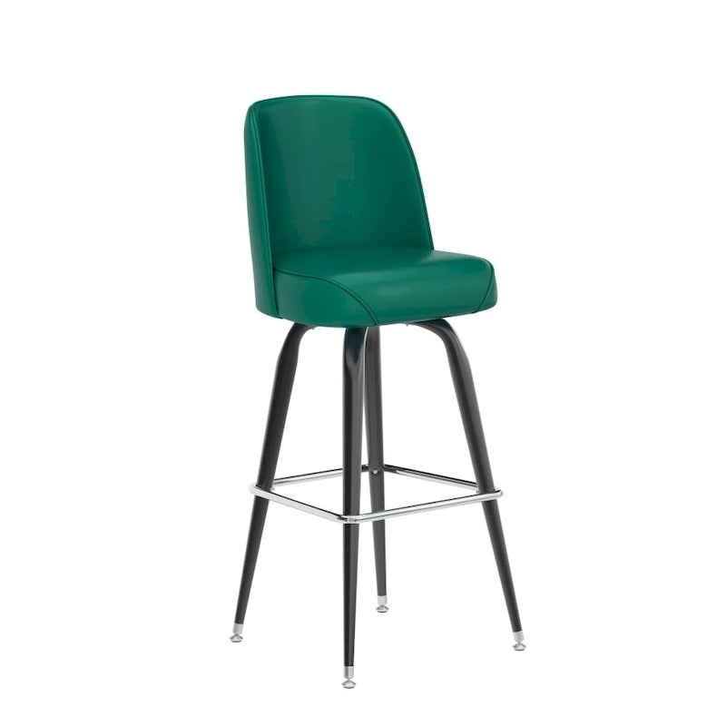 Tabouret de bar en métal avec siège baquet rembourré en vinyle pivotant et repose-pieds - 18,5P x 18,5L x 42,5H