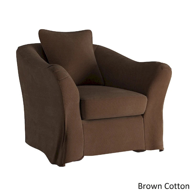 Fauteuil déhoussable en plumes et duvet, avec accoudoirs évasés de style anglais