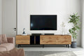 Meuble TV moderne pour téléviseur 80 pouces avec 3 portes, console multimédia, meuble de rangement avec grand placard pour salon