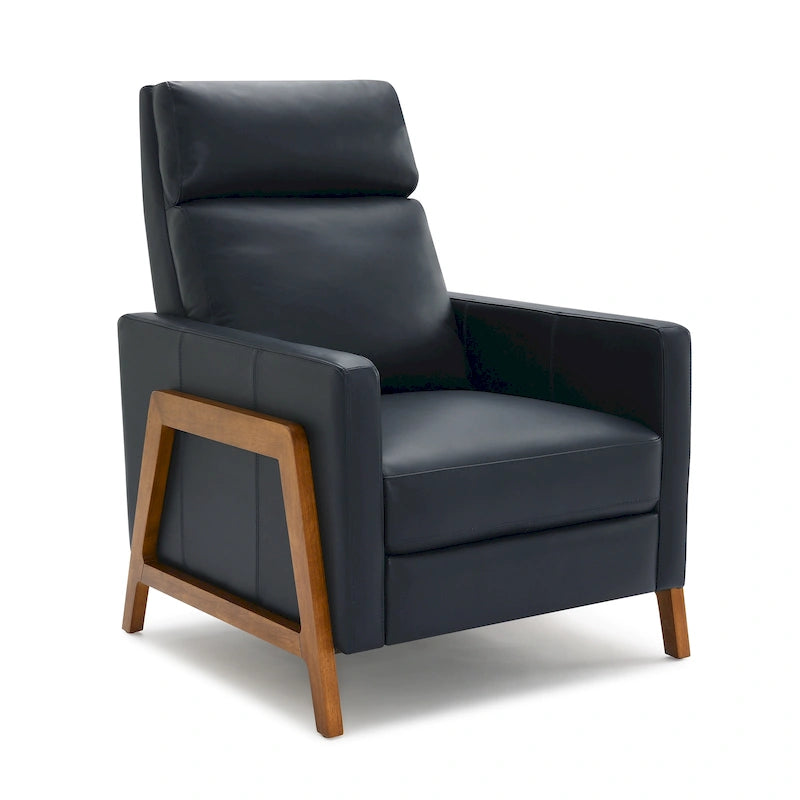 Fauteuil inclinable à dossier basculant en cuir pleine fleur - Moderne du milieu du siècle