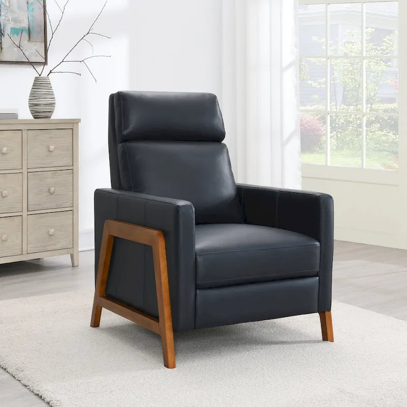 Fauteuil inclinable à dossier basculant en cuir pleine fleur - Moderne du milieu du siècle