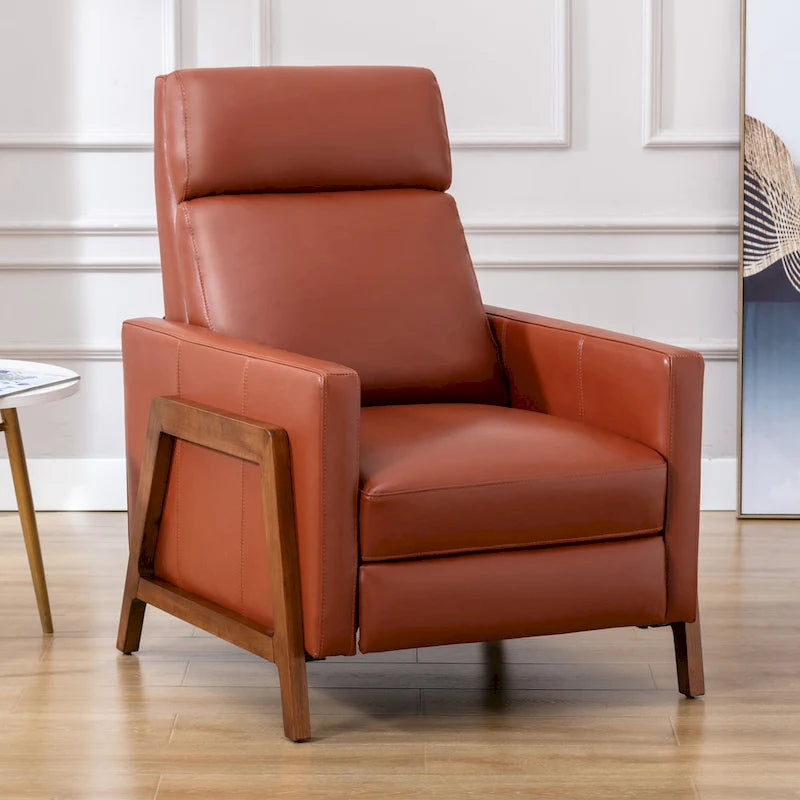 Fauteuil inclinable à dossier basculant en cuir pleine fleur - Moderne du milieu du siècle