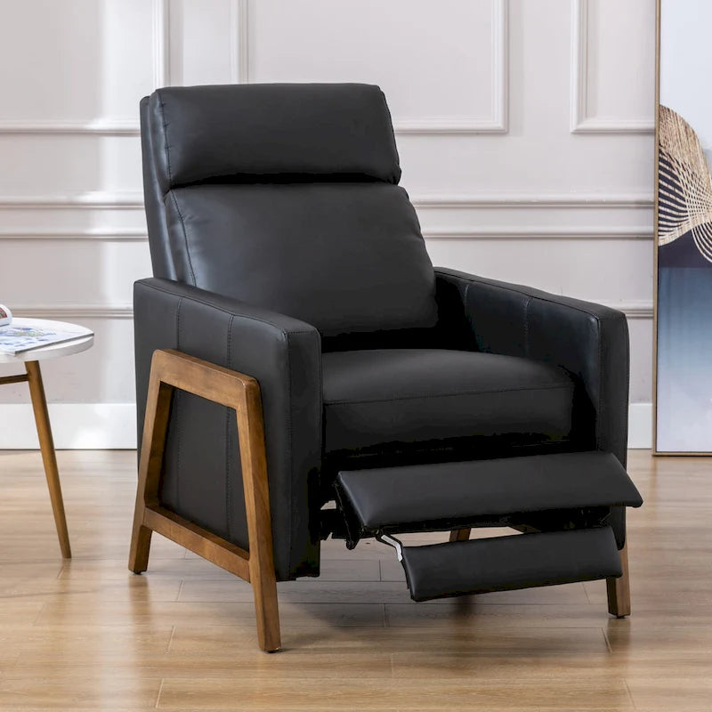 Fauteuil inclinable à dossier basculant en cuir pleine fleur - Moderne du milieu du siècle