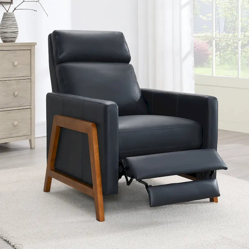Fauteuil inclinable à dossier basculant en cuir pleine fleur - Moderne du milieu du siècle