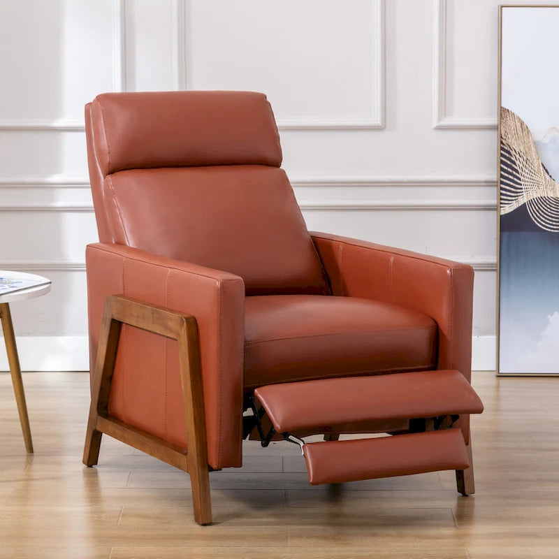 Fauteuil inclinable à dossier basculant en cuir pleine fleur - Moderne du milieu du siècle