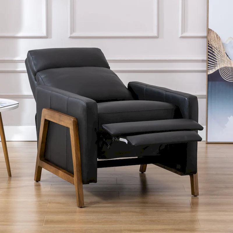 Fauteuil inclinable à dossier basculant en cuir pleine fleur - Moderne du milieu du siècle