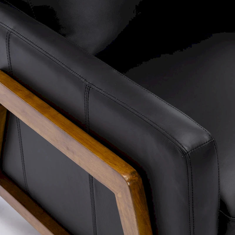 Fauteuil inclinable à dossier basculant en cuir pleine fleur - Moderne du milieu du siècle