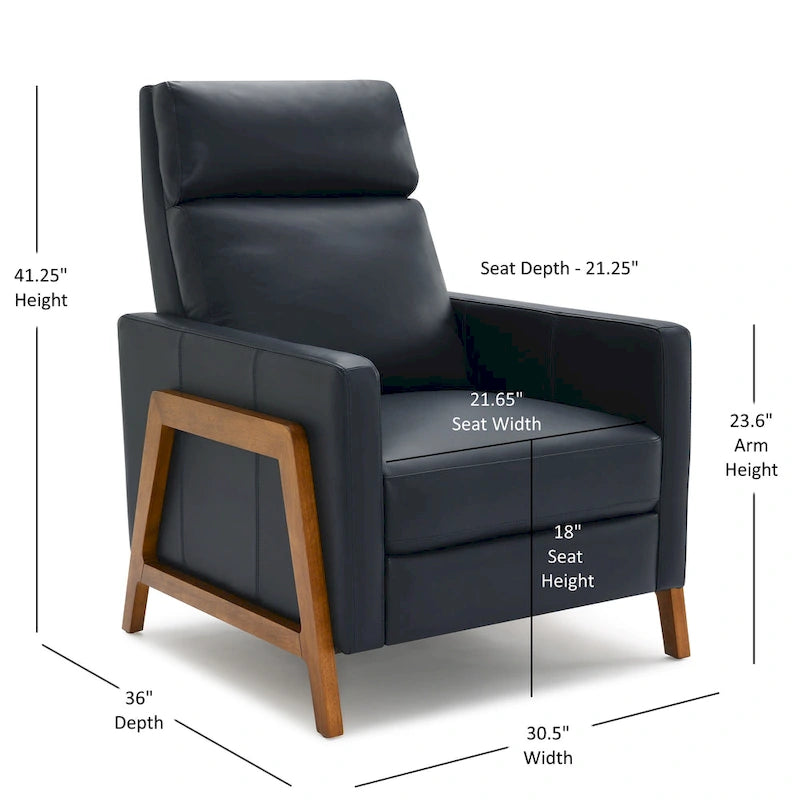 Fauteuil inclinable à dossier basculant en cuir pleine fleur - Moderne du milieu du siècle
