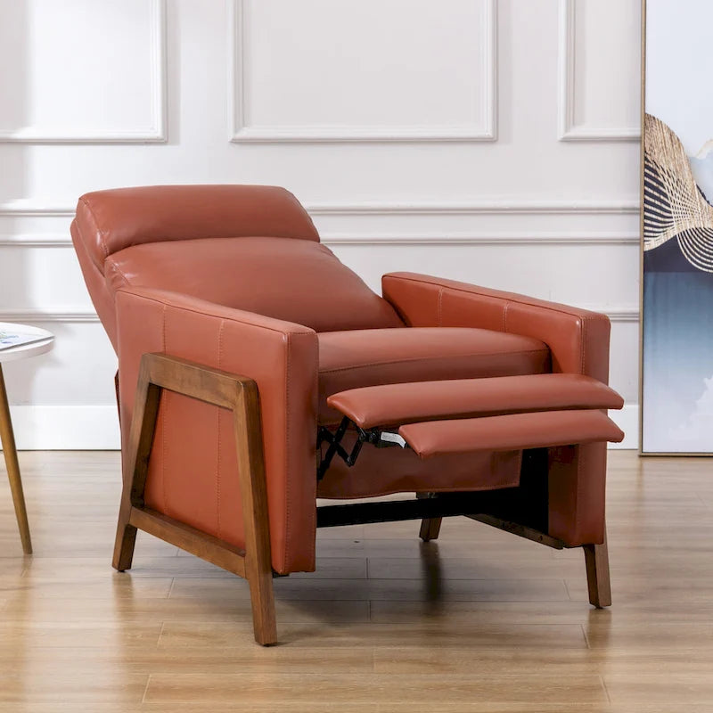 Fauteuil inclinable à dossier basculant en cuir pleine fleur - Moderne du milieu du siècle