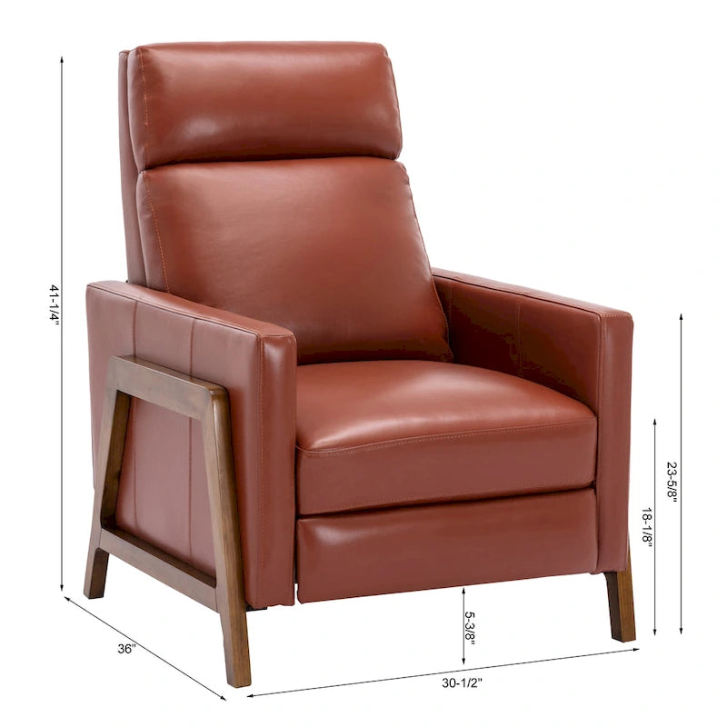 Fauteuil inclinable à dossier basculant en cuir pleine fleur - Moderne du milieu du siècle