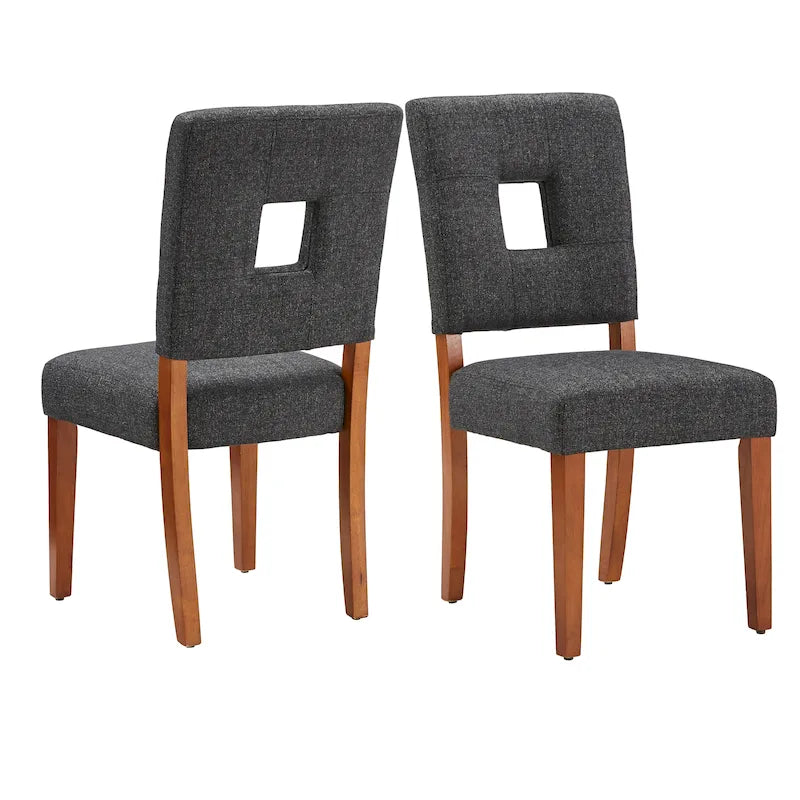 Chaises de salle à manger capitonnées en tissu avec dossier en trou de serrure (lot de 2)