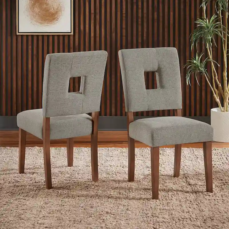 Chaises de salle à manger capitonnées en tissu avec dossier en trou de serrure (lot de 2)