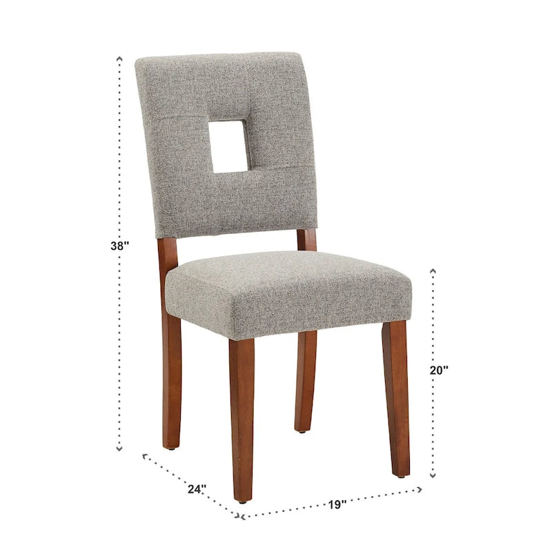 Chaises de salle à manger capitonnées en tissu avec dossier en trou de serrure (lot de 2)
