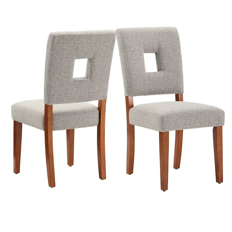 Chaises de salle à manger capitonnées en tissu avec dossier en trou de serrure (lot de 2)