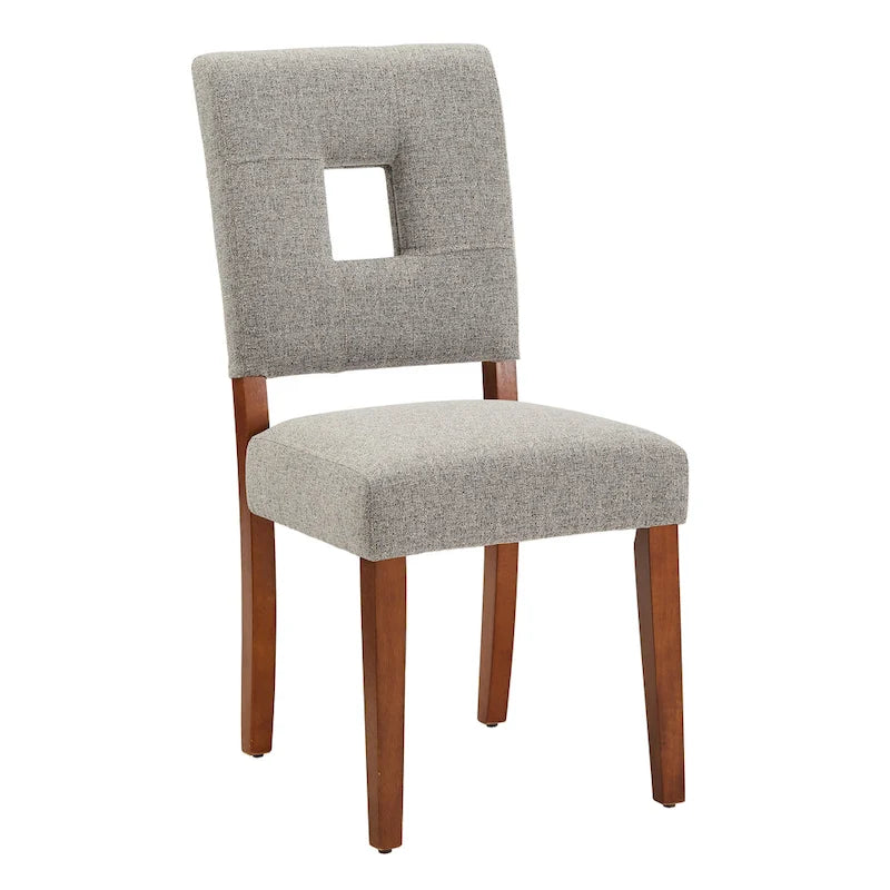 Chaises de salle à manger capitonnées en tissu avec dossier en trou de serrure (lot de 2)