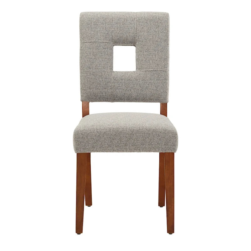 Chaises de salle à manger capitonnées en tissu avec dossier en trou de serrure (lot de 2)