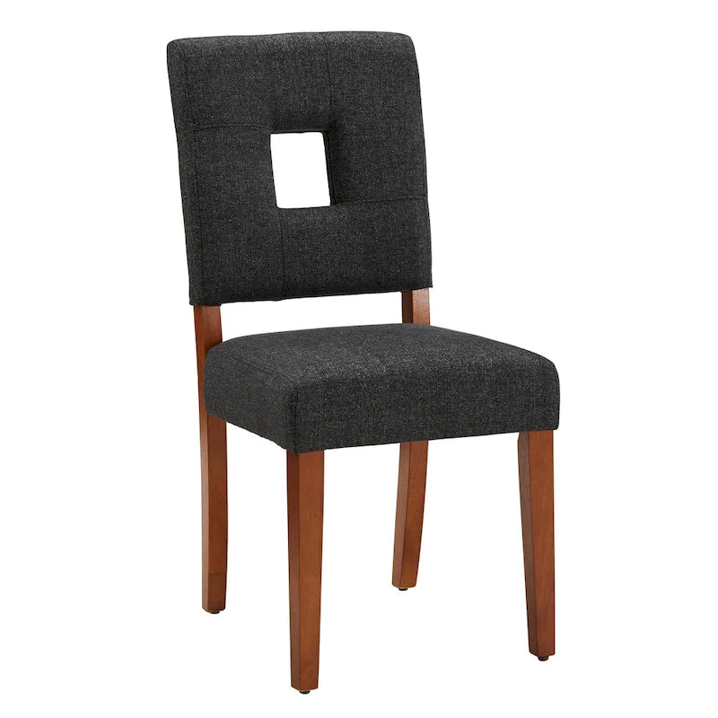 Chaises de salle à manger capitonnées en tissu avec dossier en trou de serrure (lot de 2)