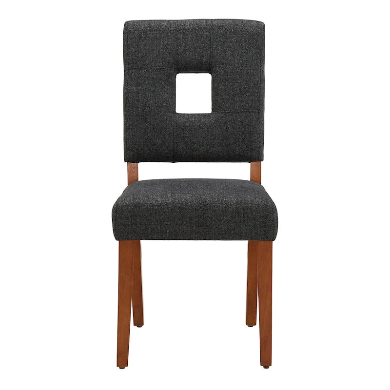 Chaises de salle à manger capitonnées en tissu avec dossier en trou de serrure (lot de 2)