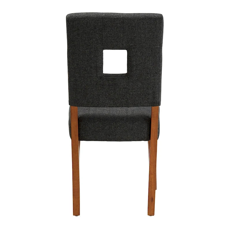 Chaises de salle à manger capitonnées en tissu avec dossier en trou de serrure (lot de 2)
