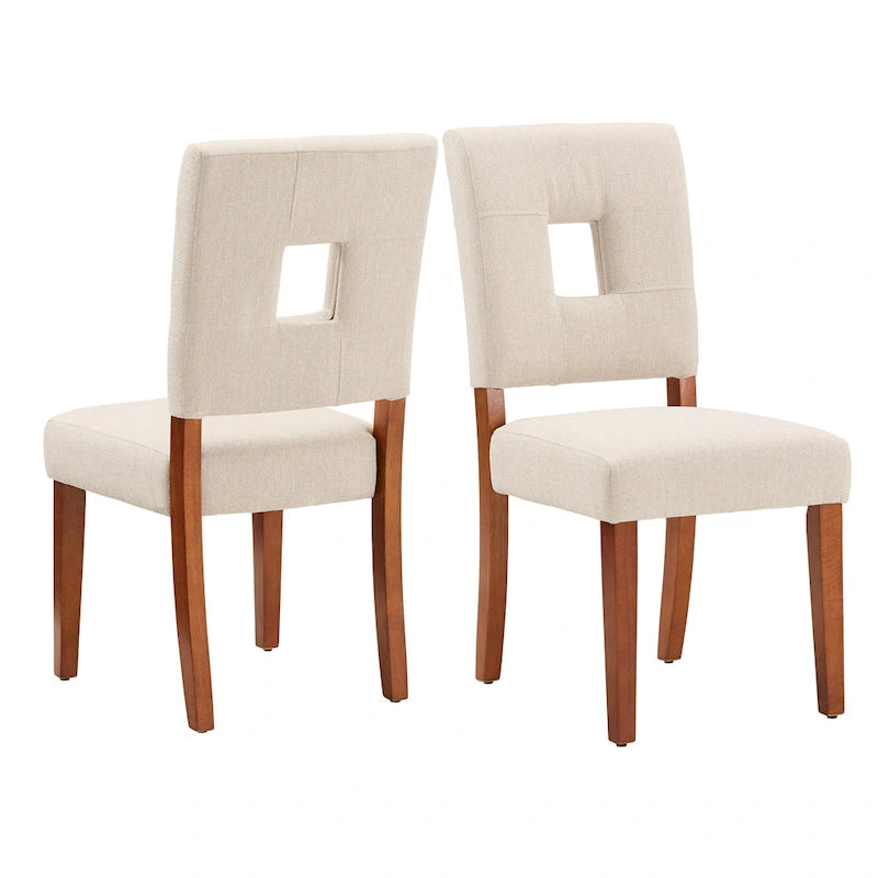 Chaises de salle à manger capitonnées en tissu avec dossier en trou de serrure (lot de 2)