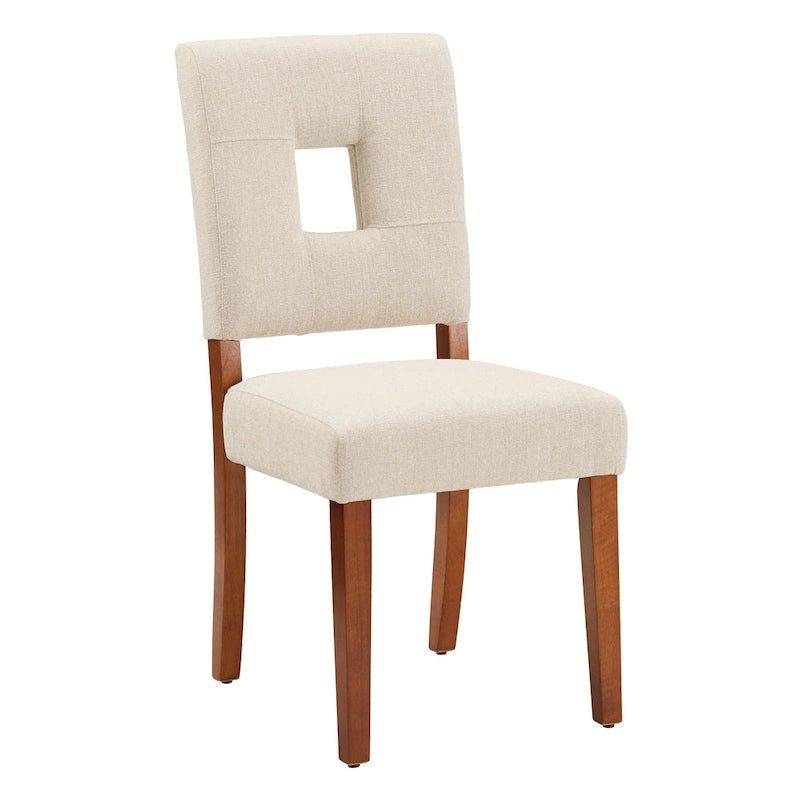 Chaises de salle à manger capitonnées en tissu avec dossier en trou de serrure (lot de 2)