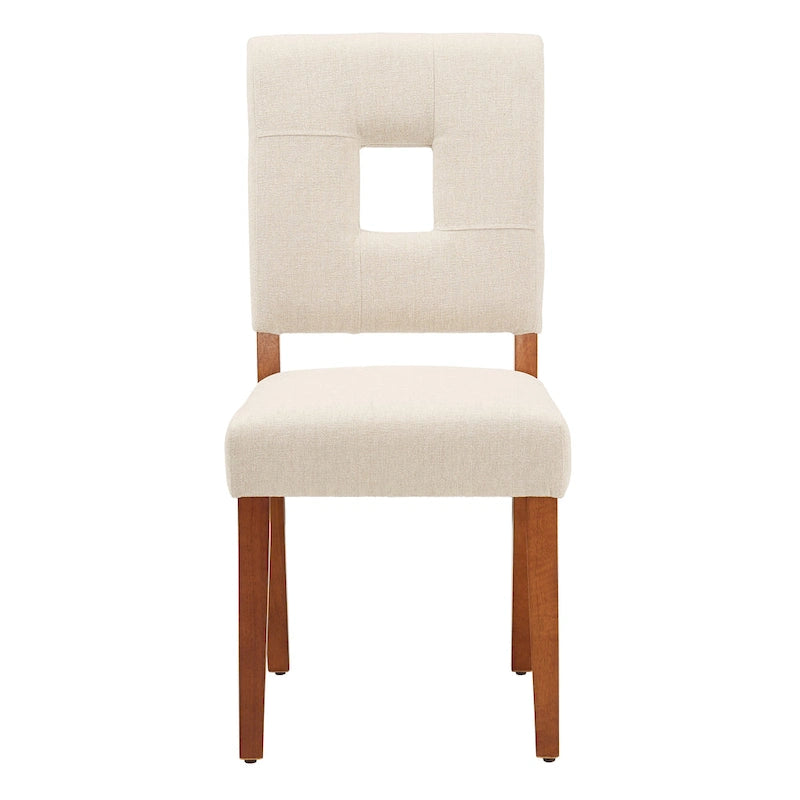 Chaises de salle à manger capitonnées en tissu avec dossier en trou de serrure (lot de 2)