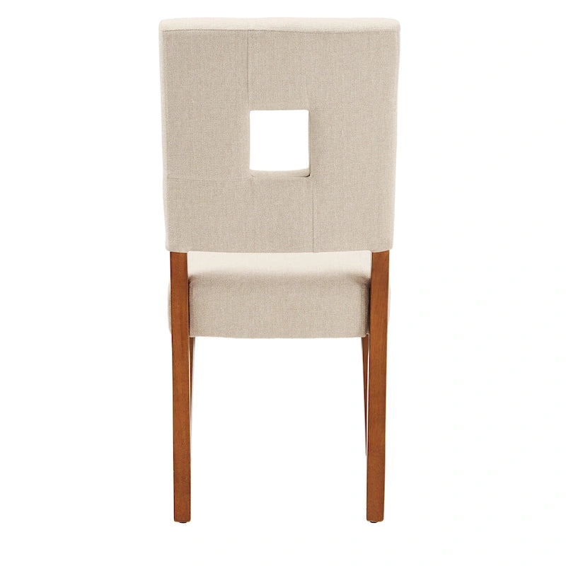 Chaises de salle à manger capitonnées en tissu avec dossier en trou de serrure (lot de 2)