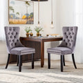 Ensemble de 2 chaises de salle à manger, chaise d'appoint rembourrée sans accoudoirs avec dossier capitonné, anneau de tirage et clous décoratifs