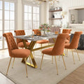 Ensemble de salle à manger 7 pièces en marbre avec chaises en velours
