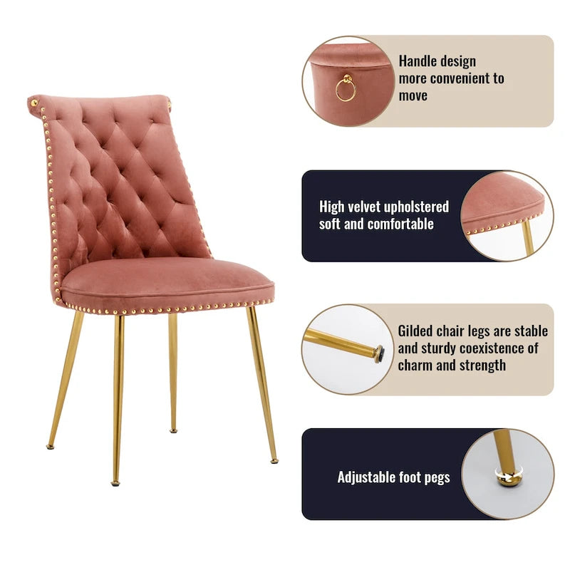 Ensemble de salle à manger 7 pièces en marbre avec chaises en velours