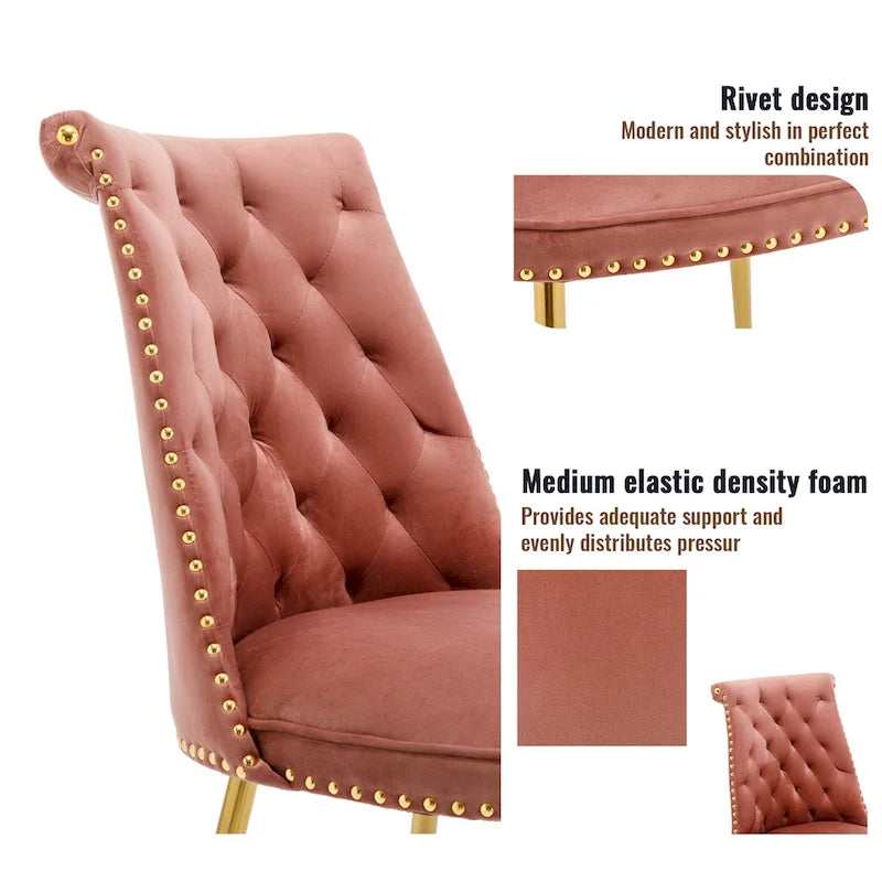 Ensemble de salle à manger 7 pièces en marbre avec chaises en velours