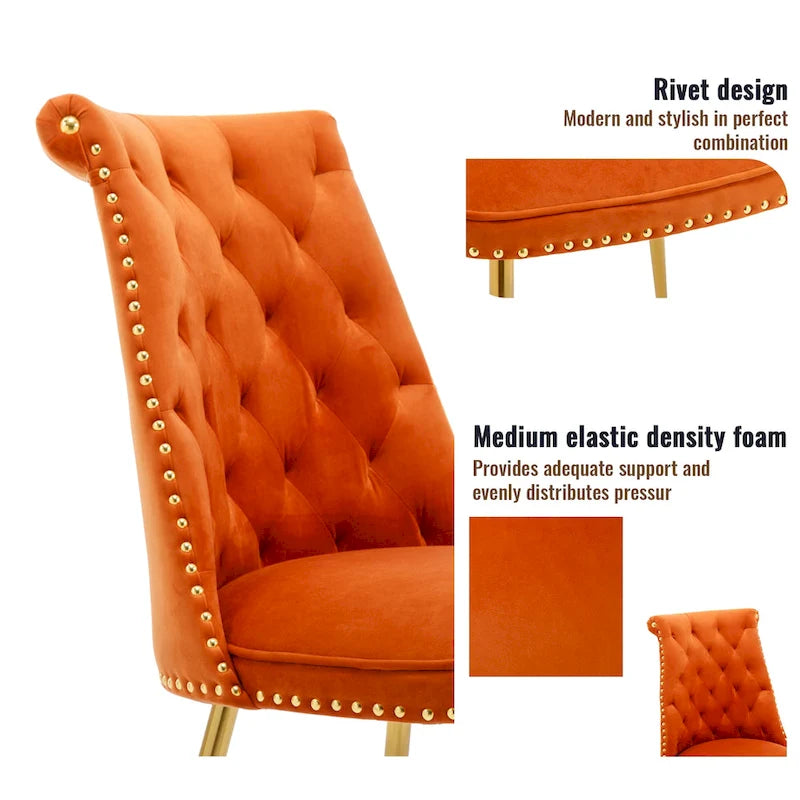 Ensemble de salle à manger 7 pièces en marbre avec chaises en velours