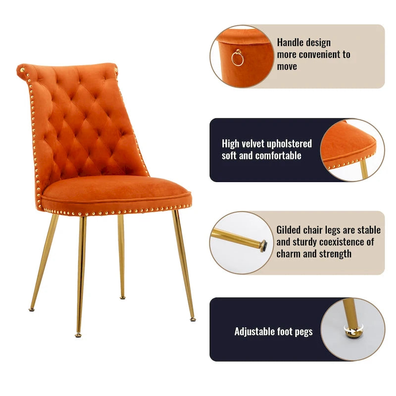Ensemble de salle à manger 7 pièces en marbre avec chaises en velours