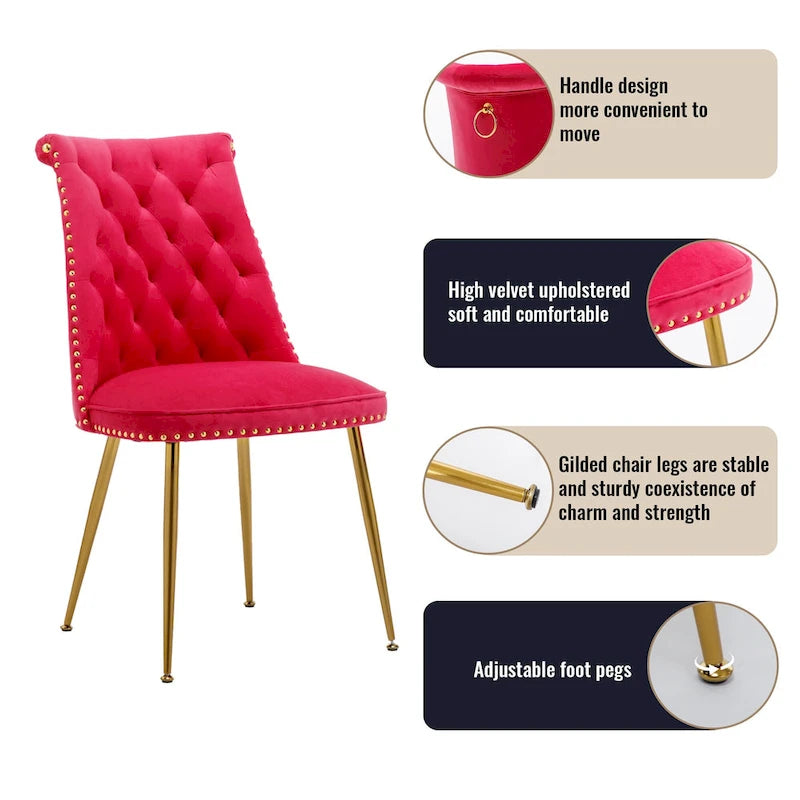 Ensemble de salle à manger 7 pièces en marbre avec chaises en velours