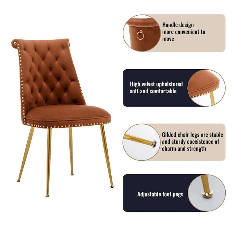 Ensemble de salle à manger 7 pièces en marbre avec chaises en velours