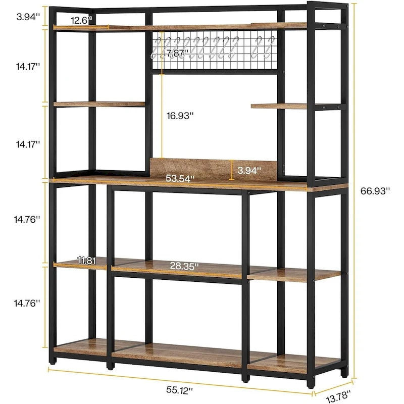 Meuble de cuisine large de 140 cm avec support pour micro-ondes et 11 crochets