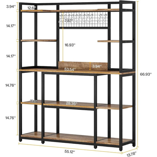 Meuble de cuisine large de 140 cm avec support pour micro-ondes et 11 crochets