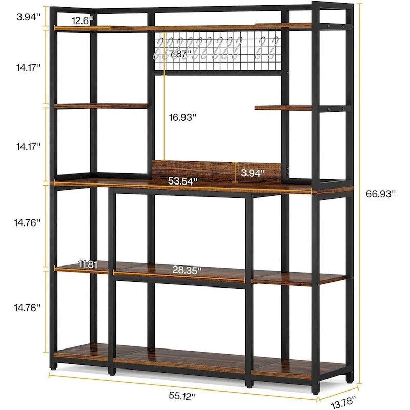 Meuble de cuisine large de 140 cm avec support pour micro-ondes et 11 crochets