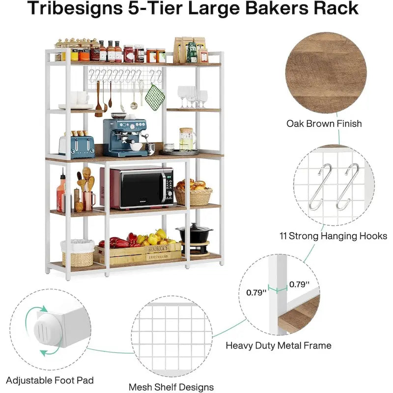 Meuble de cuisine large de 140 cm avec support pour micro-ondes et 11 crochets