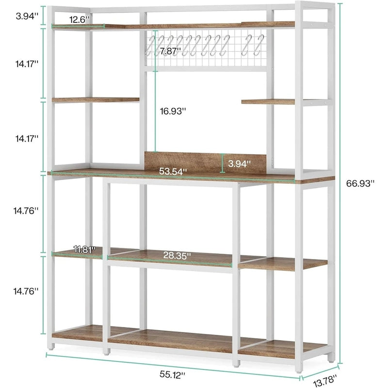 Meuble de cuisine large de 140 cm avec support pour micro-ondes et 11 crochets