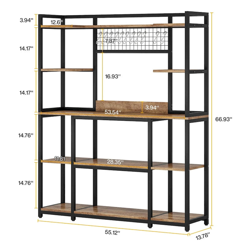 Meuble de cuisine large de 140 cm avec support pour micro-ondes et 11 crochets