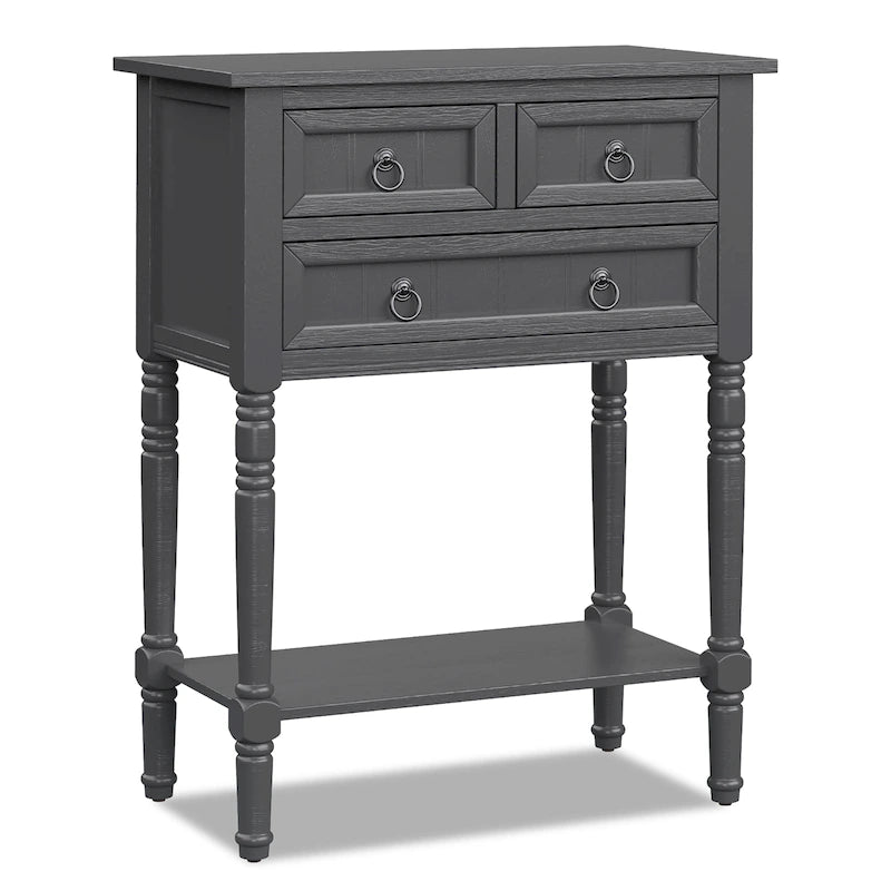 Console d'entrée avec 3 tiroirs et étagère ouverte Beige/Gris foncé