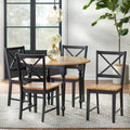 Ensemble de salle à manger 5 pièces avec table à rallonges et chaises à dossier croisé de style campagnard