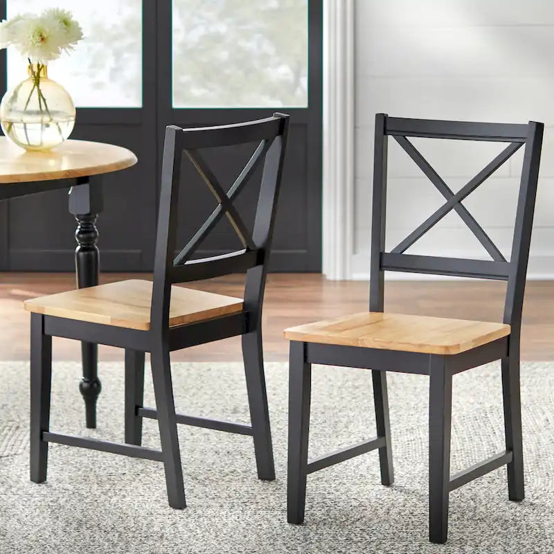 Ensemble de salle à manger 5 pièces avec table à rallonges et chaises à dossier croisé de style campagnard