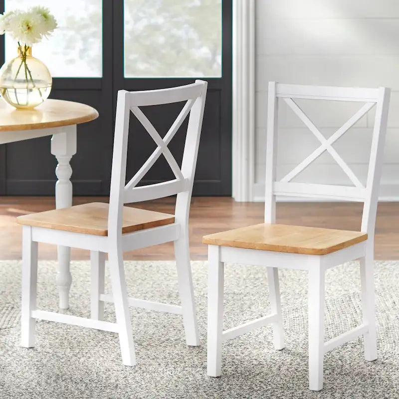 Ensemble de salle à manger 5 pièces avec table à rallonges et chaises à dossier croisé de style campagnard