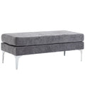 Banc de bout de lit rembourré de 48 pouces avec coussins à double couche et pieds en acier