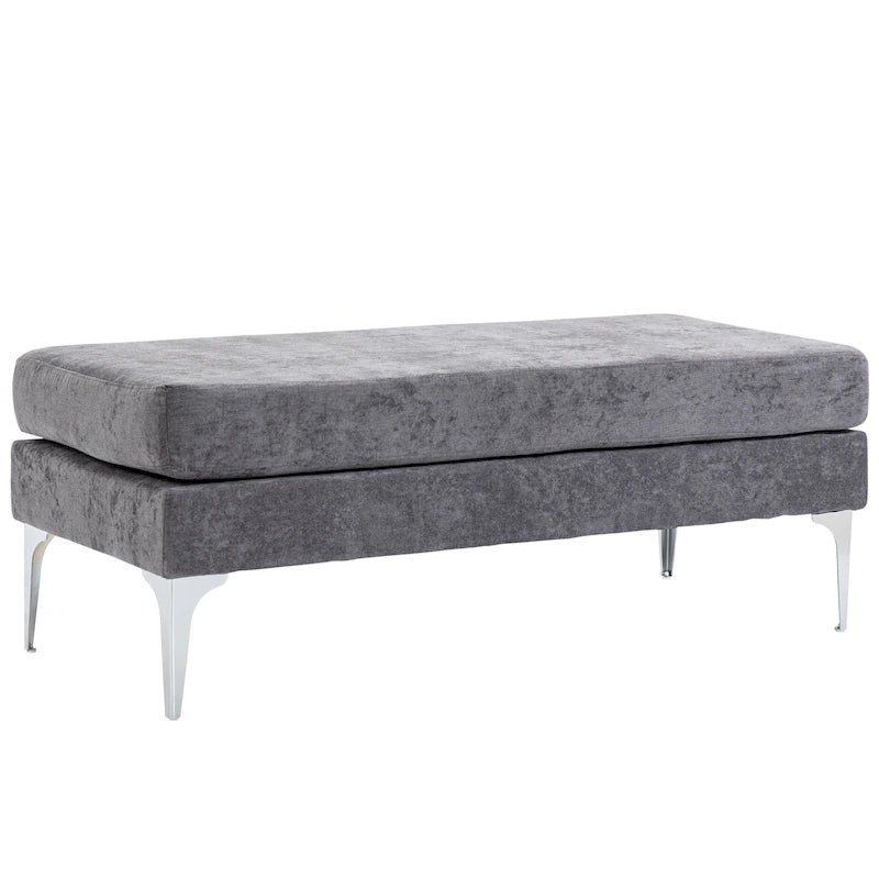 Banc de bout de lit rembourré de 48 pouces avec coussins à double couche et pieds en acier
